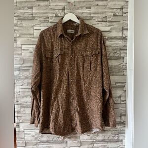 L.L.Bean || Men’s Brown Abstract Tile Western Large TALL Grandpa Button Up Shirt